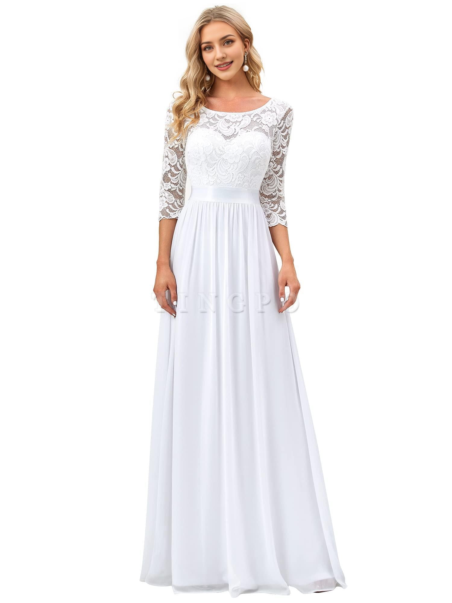 Wholesale Women's Bridesmaid Dresses 3/4 Sleeve Empire Waist Maxi Mother of The Bride Dresses prom dress shop 